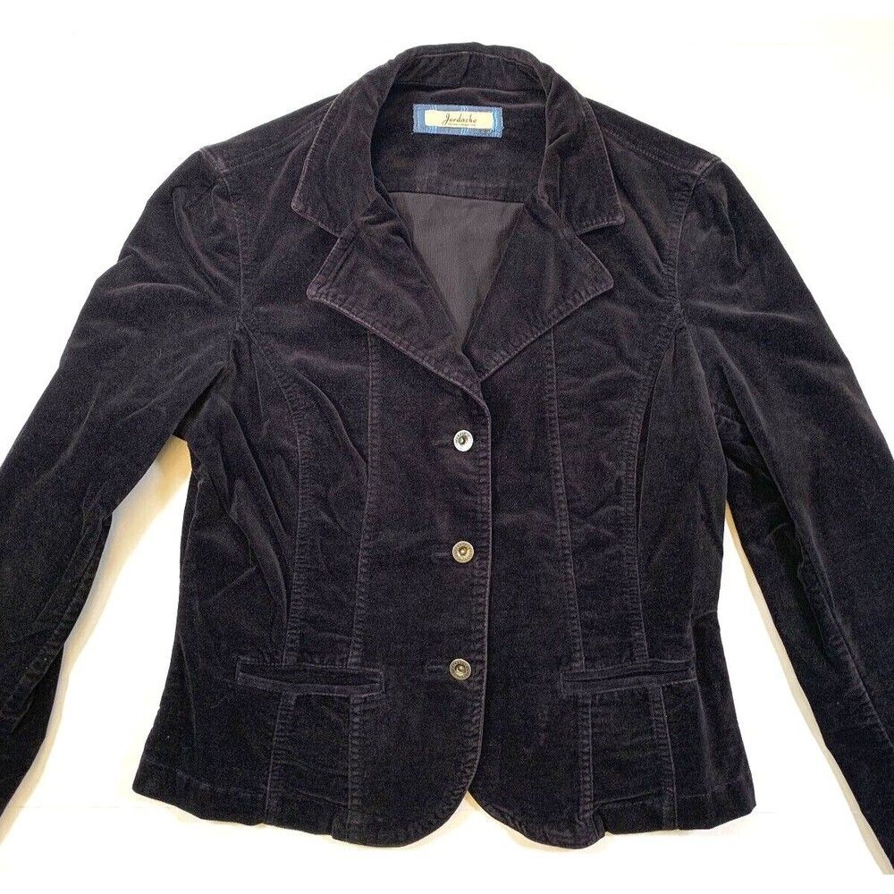 Jordache Jacket Womens L Corduroy Crop Blazer‎ Vintage Button Night Out Date